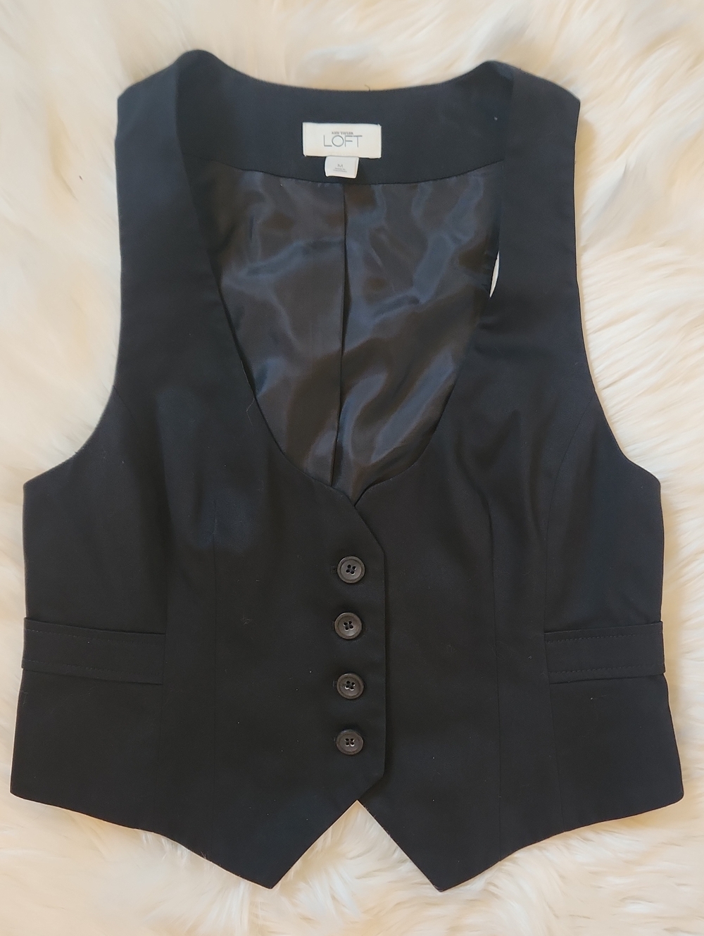 LOFT Black Tailored Button-Up Vest
